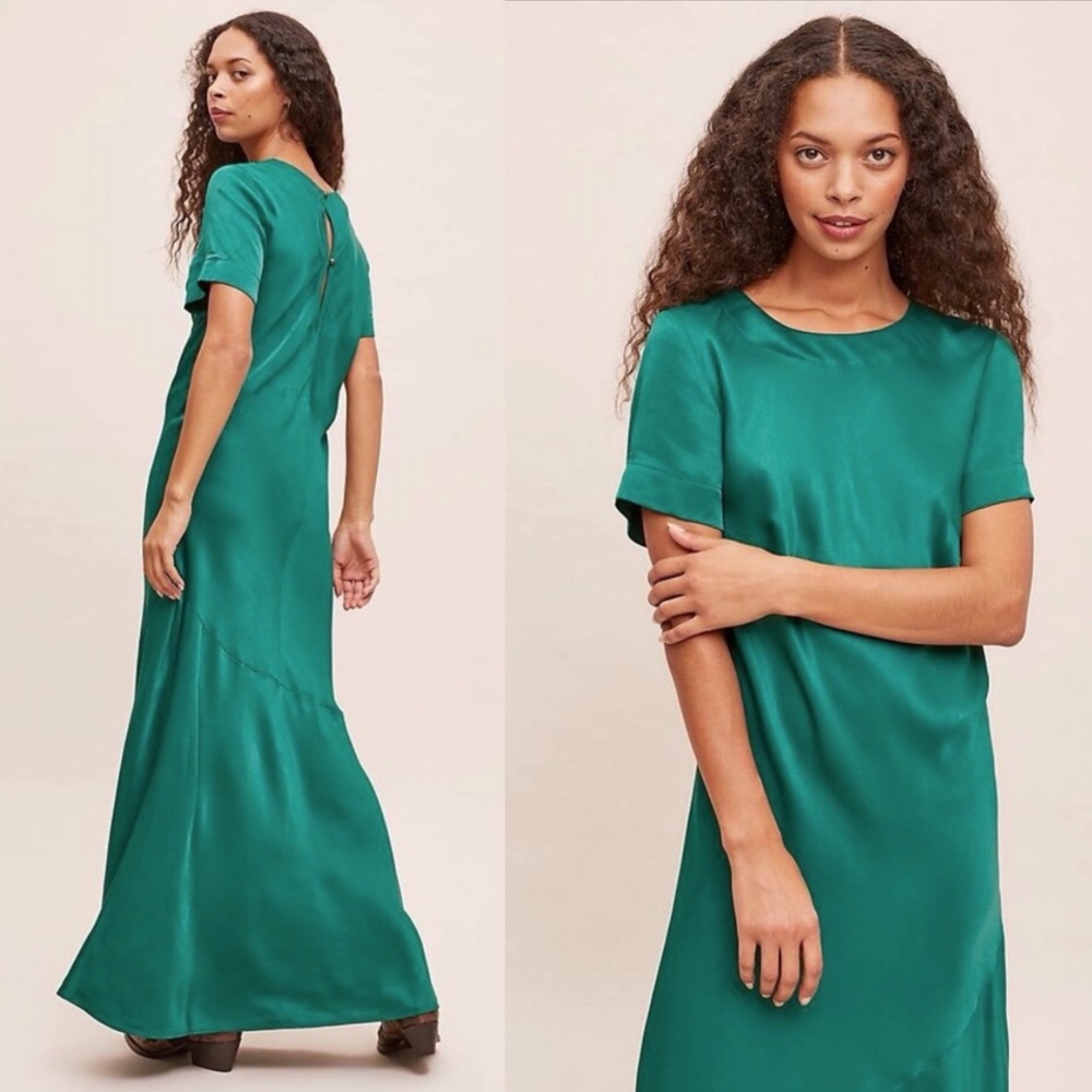 Anthropologie Dark Green Brynne Maxi Tee Dress
